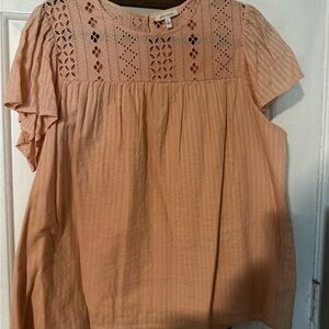 Ella Moss Apricot Eyelet Blouse